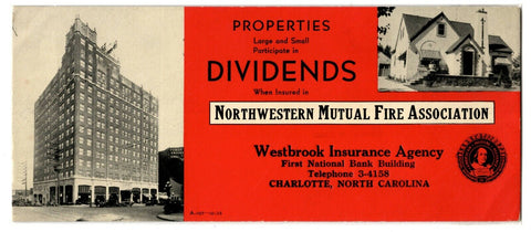 ORIGINAL Vintage Northwestern Mutual Fire Insurance 4x8" Advertisement Card