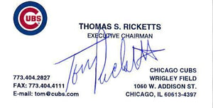 Tom Ricketts Signed Business Card Chicago Cubs Owner