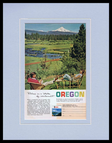 1960s Oregon Travel Tourism Framed 11x14 ORIGINAL Vintage Advertisement