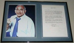 Ed Asner Signed Framed 1977 Letter & Photo Display 