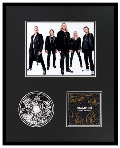 Def Leppard Signed Framed 16x20 Diamond Star Halos CD + Photo Display