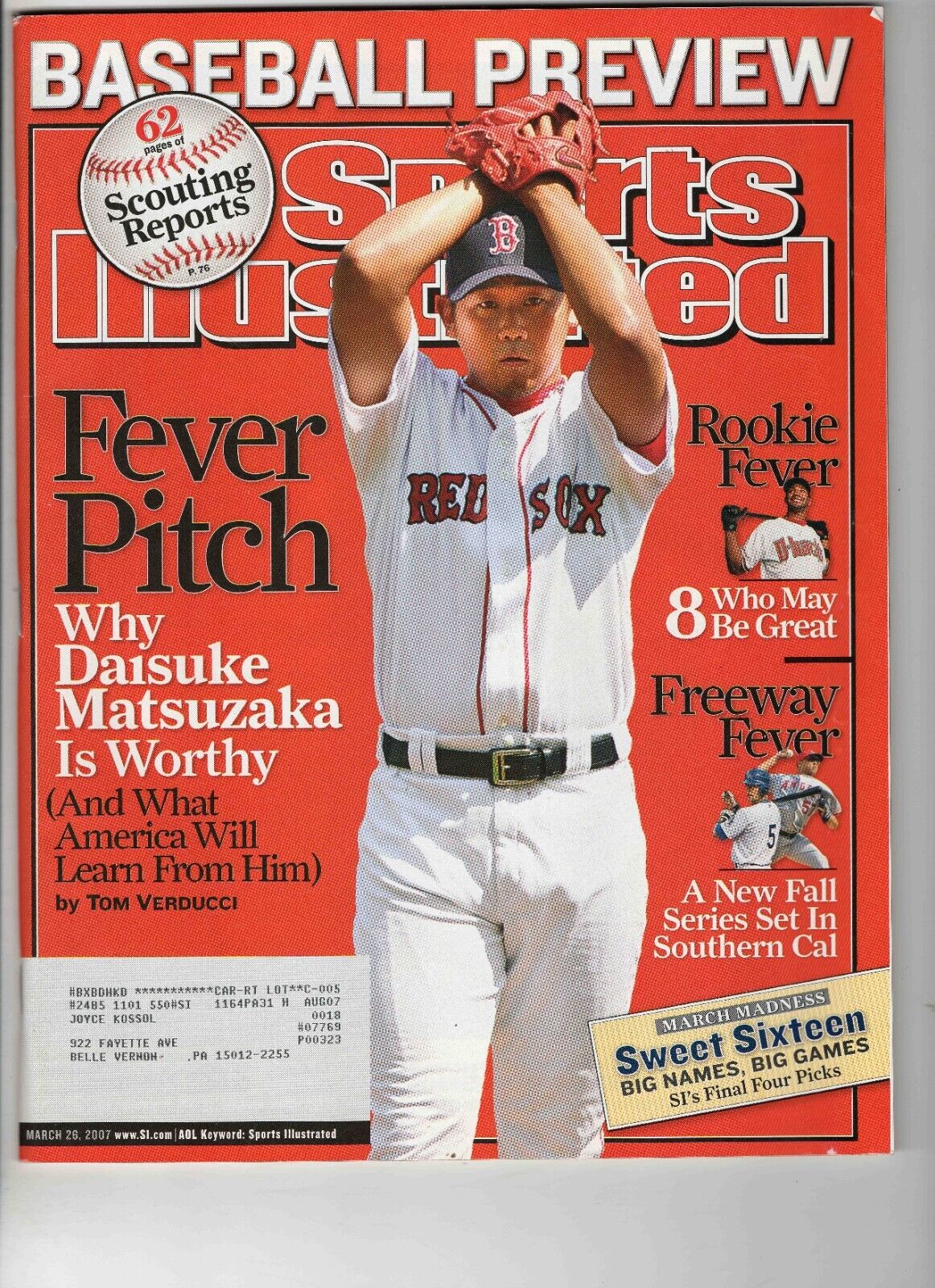 Mar 26 2007 Sports Illustrated Magazine Daisuke Matsuzaka Red Sox