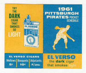 VINTAGE 1961 El Verso Pittsburgh Pirates Pocket Schedule