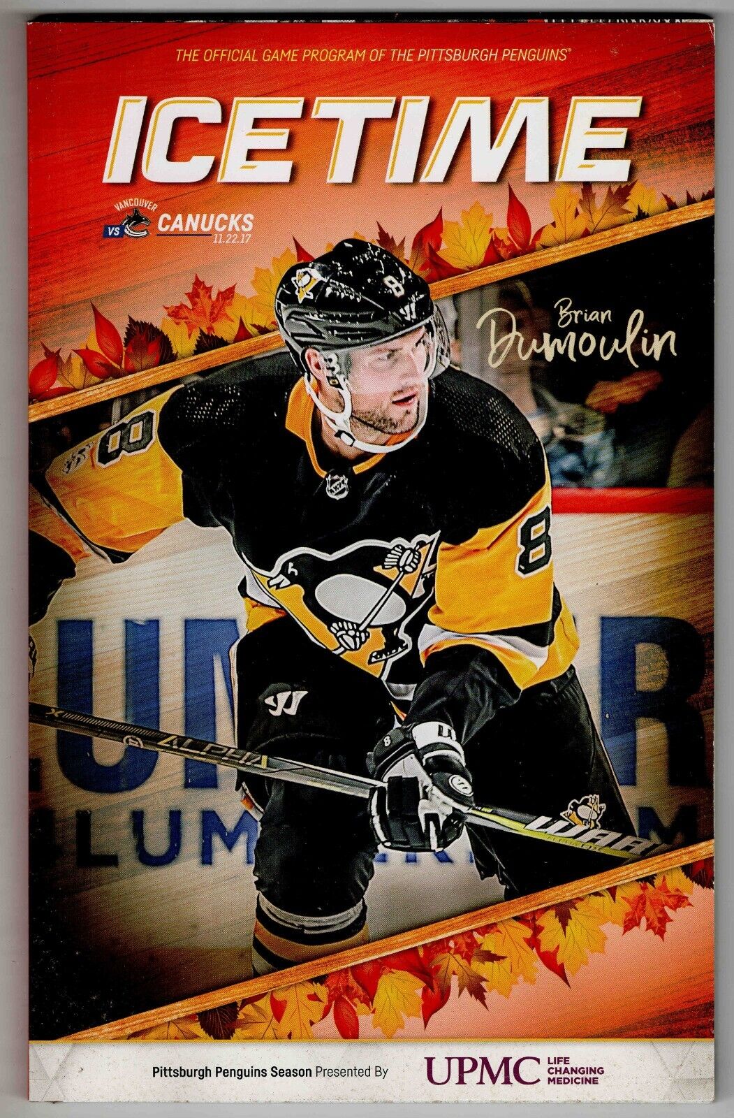 Nov 22 2017 Canucks Penguins Program Jake Guentzel Career Goal #7 #8