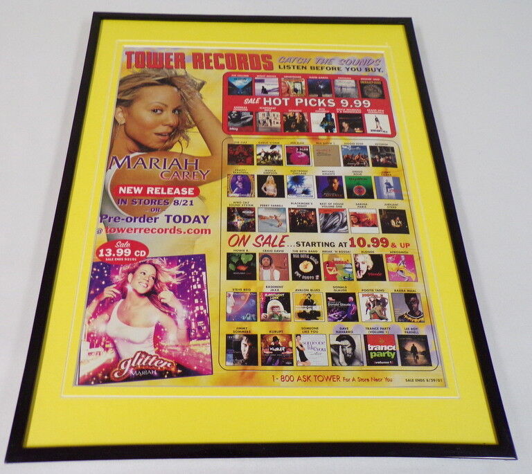 2001 Tower Records / Mariah Carey Framed 11x14 ORIGINAL Advertisement