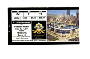 May 4 2001 Colorado Rockies @ Pittsburgh Pirates Ticket Todd Helton HR 12th PNC