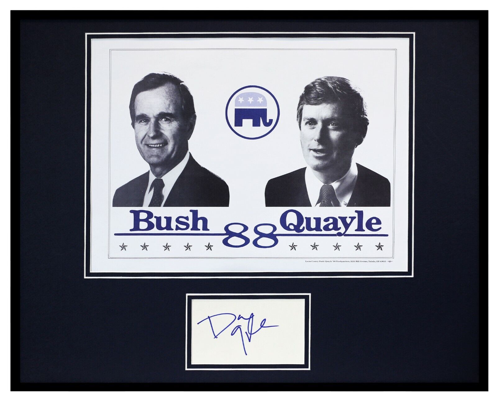 Dan Quayle Signed Framed 16x20 Campaign 1988 Repro Poster Display 