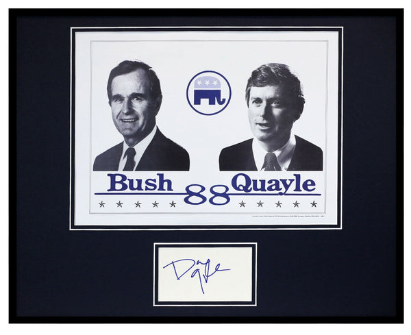 Dan Quayle Signed Framed 16x20 Campaign 1988 Repro Poster Display 