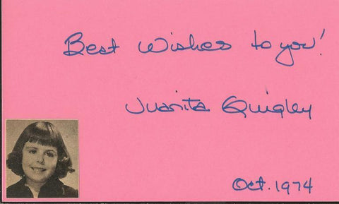 Juanita Quigley Signed Vintage 3x5 Index Card JSA 