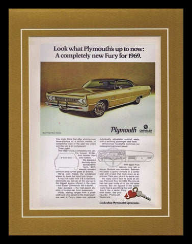 1969 Plymouth Fury ORIGINAL Vintage 11x14 Framed Advertisement 