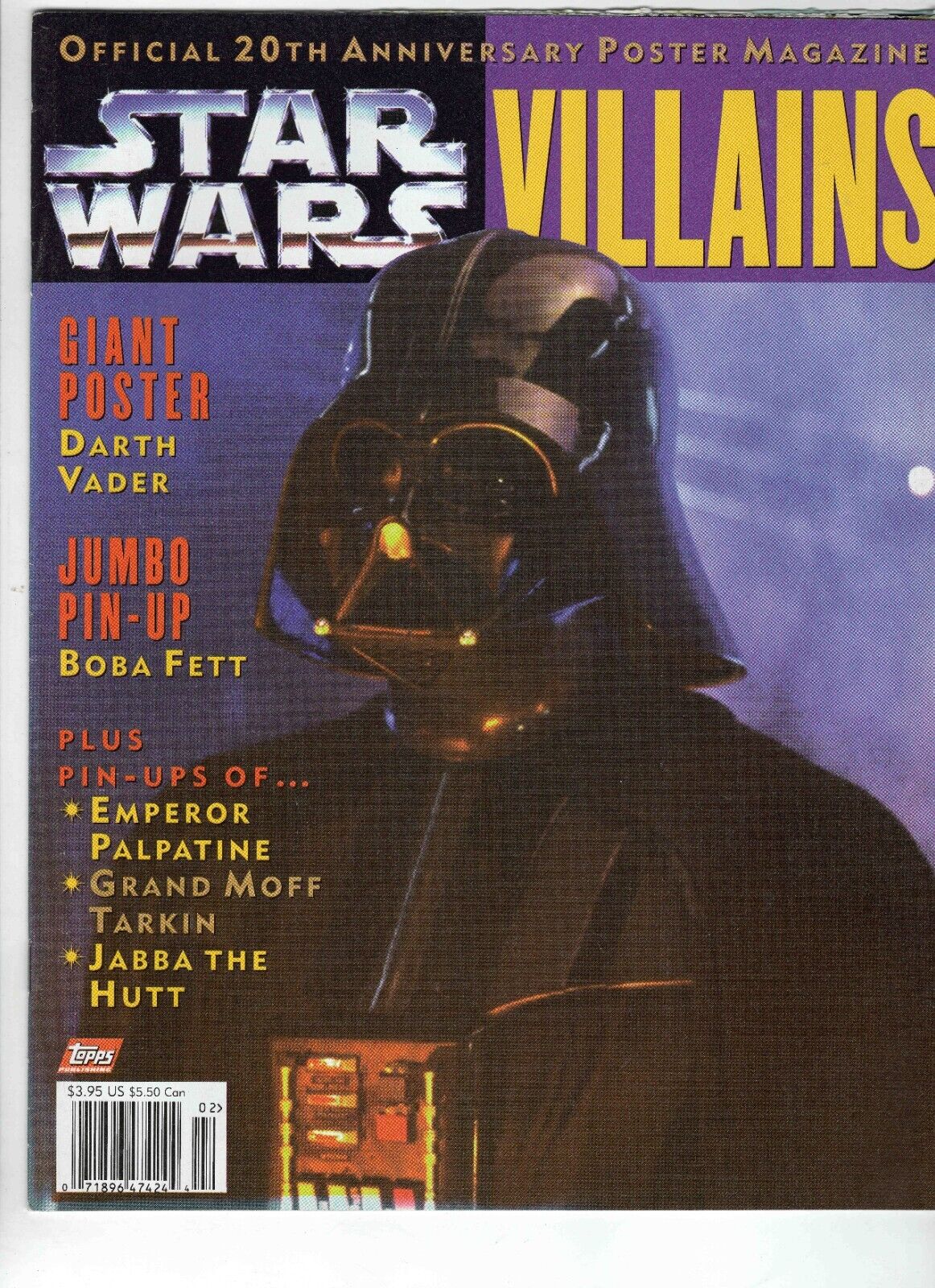 VINTAGE 1997 Topps Star Wars Villains Magazine Darth Vader