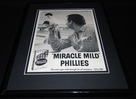 1959 Miracle Mild Phillies Cigars Framed 11x14 ORIGINAL Vintage Advertisement