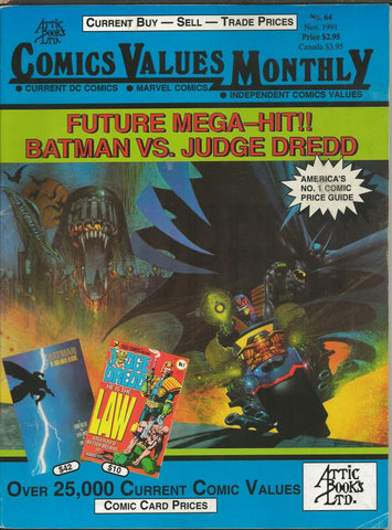 ORIGINAL Vintage Nov 1991 Comics Values Monthly Magazine #64 Batman Judge Dredd