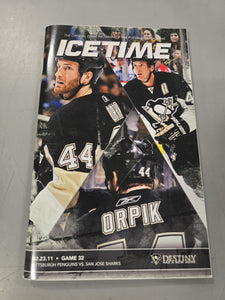 Feb 23 2011 Sharks @ Penguins Program Brooks Orpik Tyler Kennedy 2 Goals