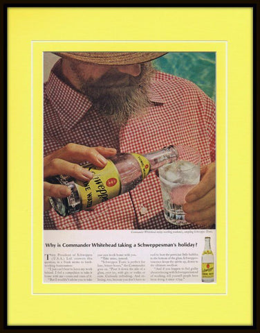 1966 Schweppes Quinine Water 11x14 Framed ORIGINAL Vintage Advertisement