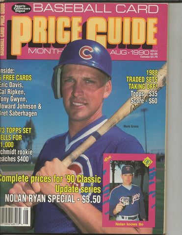 ORIGINAL Vintage Aug 1990 Baseball Card Price Guide Magazine w/ Cards Mark Grace