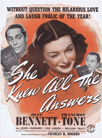 1941 She Knew All the Answers ORIGINAL Vintage 9x12 Industry Ad Joan Bennett