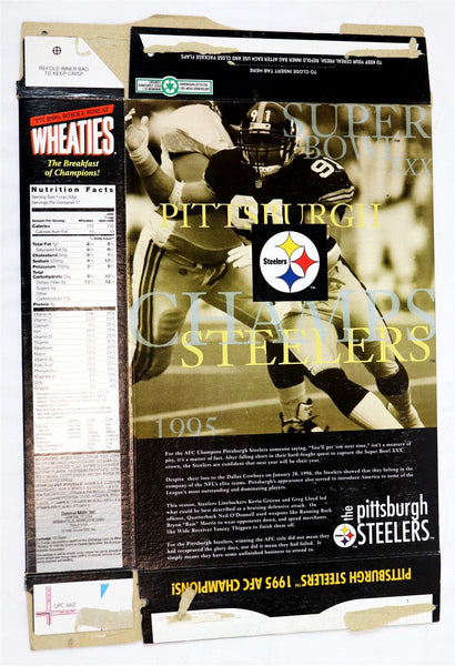 VINTAGE 1996 Wheaties Cereal Box Pittsburgh Steelers AFC Champions