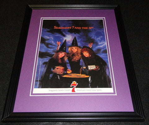 1999 Seagram's 7 Halloween Framed 11x14 ORIGINAL Vintage Advertisement