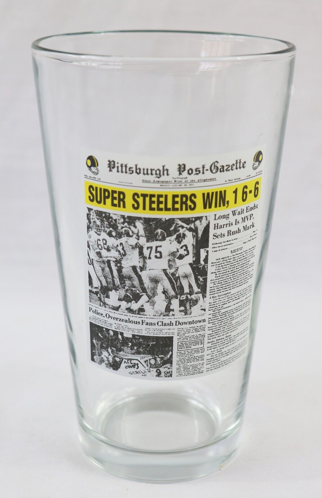 Pittsburgh Post Gazette Steelers Super Bowl X Pint Glass