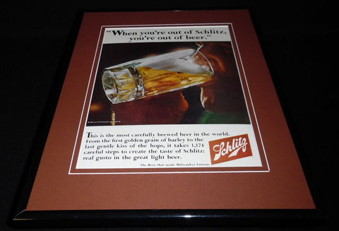 1966 Schlitz Beer Framed 11x14 ORIGINAL Vintage Advertisement