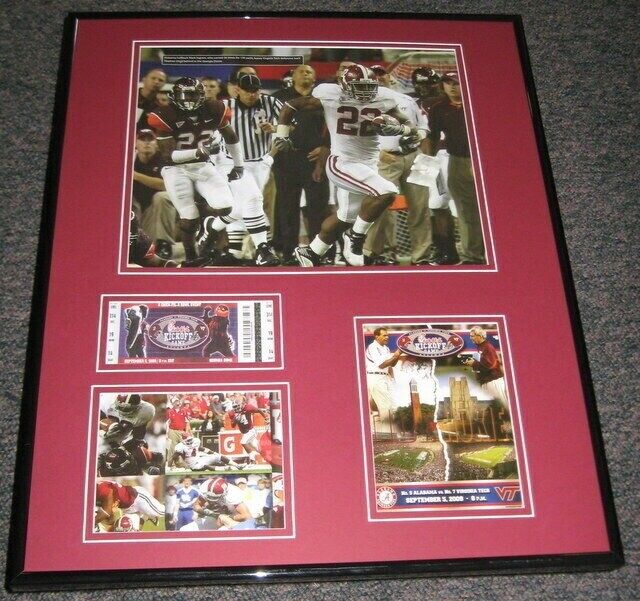 2009 Alabama vs VA Tech Kickoff Game Framed 16x20 Photo Ticket & Program Display