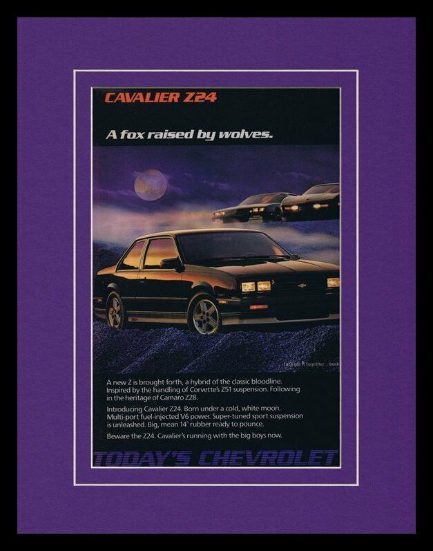 1986 Chevrolet Cavalier Z24 11x14 Framed VINTAGE Advertisement