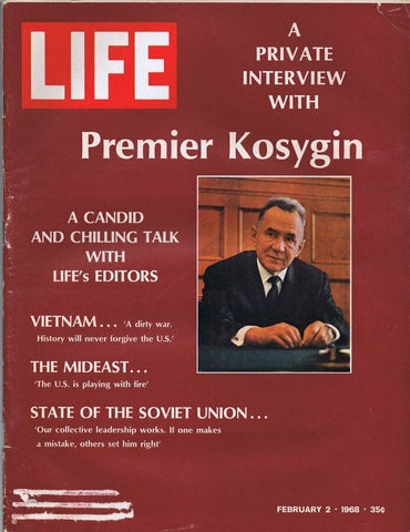 ORIGINAL Vintage Life Magazine February 2 1968 Premier Kosygin