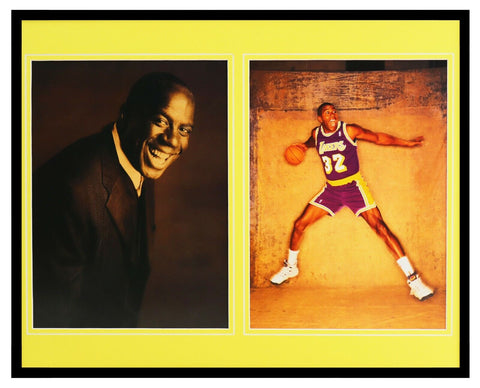 Magic Johnson Framed 16x20 Photo Portrait Set Lakers Michigan State MSU