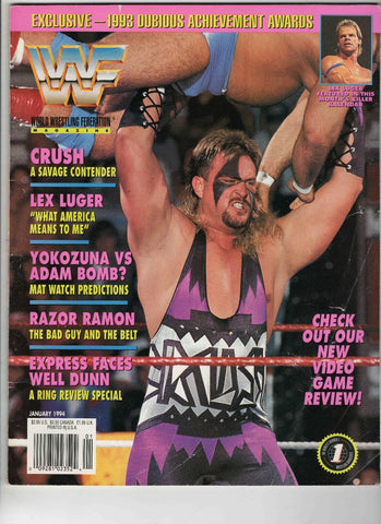 Jan 1994 WWF Magazine w/ poster Crush Lex Luger Adam Bomb Yokozuna