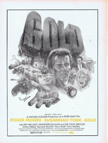 Gold 1974 Roger Moore Ray Milland ORIGINAL Vintage 9x12 Industry Ad  