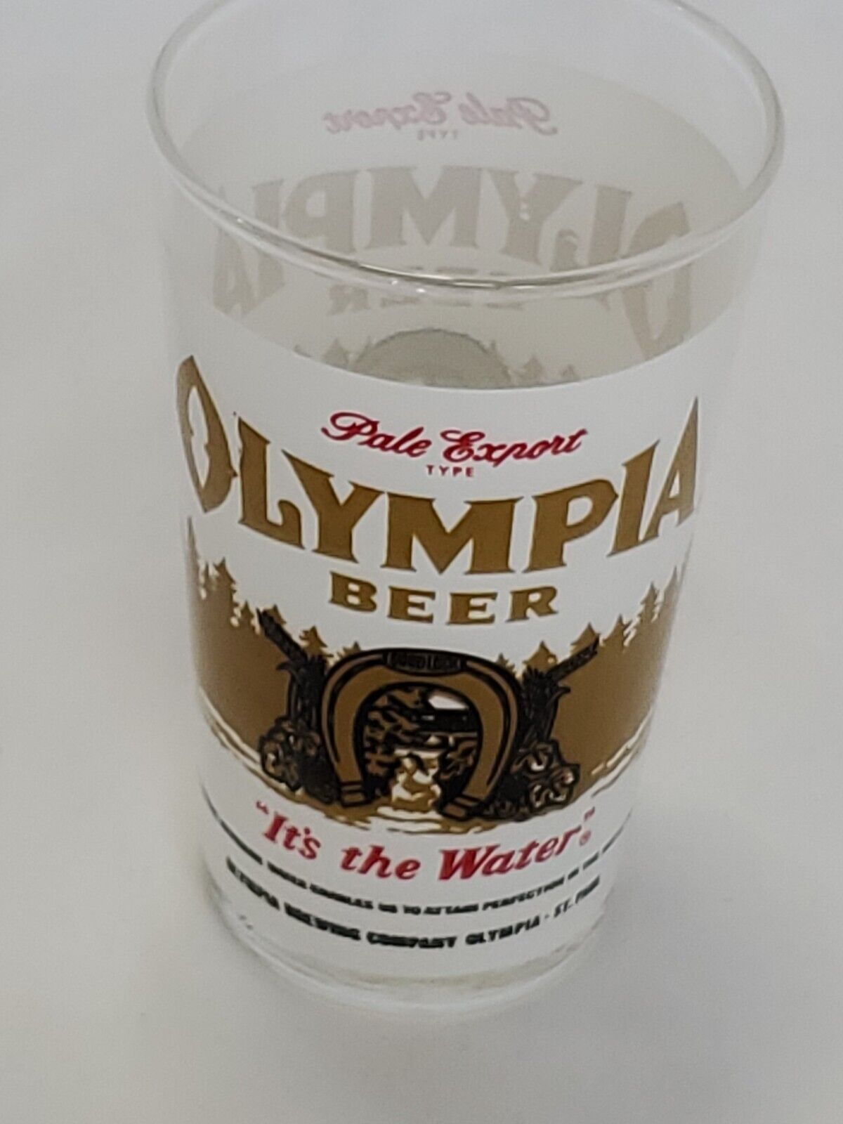 VINTAGE Olympia Beer It's in the Water 12 oz Glass