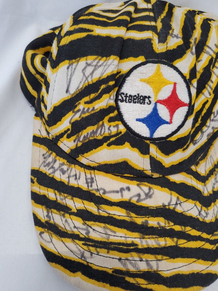 1996 Pittsburgh Steelers Team Signed AJD Zubaz Cap Hat Justin Strzelczyk