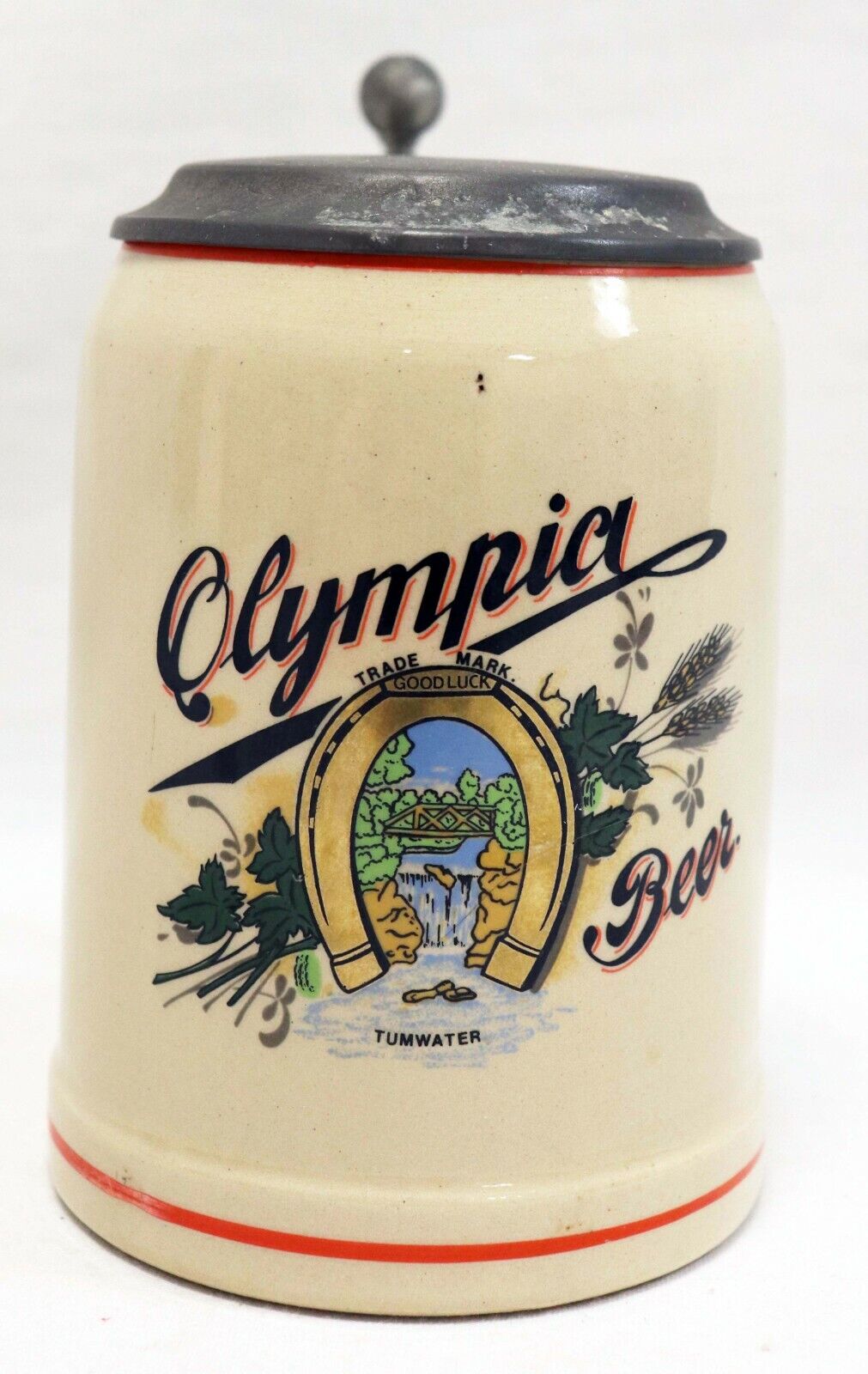 VINTAGE Olympia Beer Stein w/ Lid