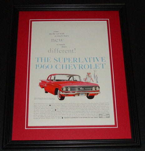 1960 Superlative Chevrolet 11x14 Framed ORIGINAL Vintage Advertisement B