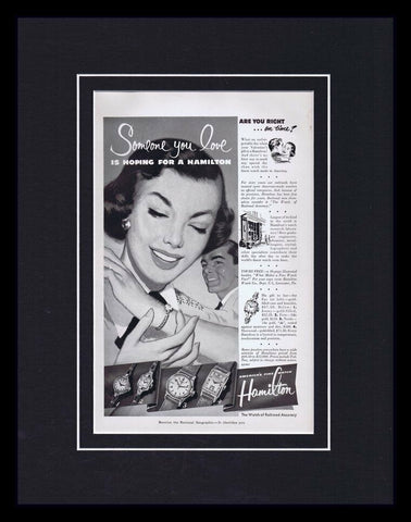 1952 Hamilton Watches Framed 11x14 ORIGINAL Vintage Advertisement 