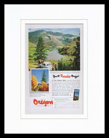 1952 Oregon Tourism Framed 11x14 ORIGINAL Vintage Advertisement