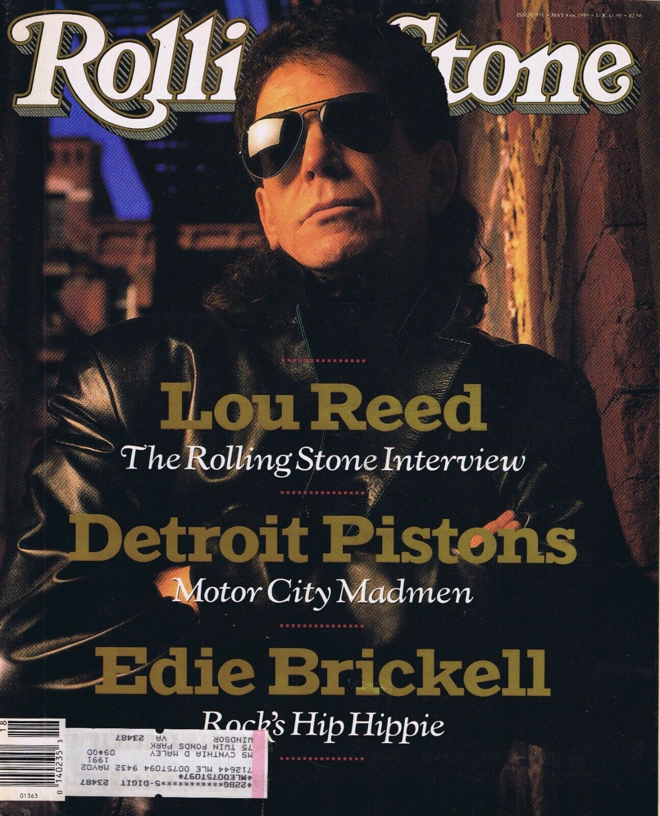 VINTAGE May 4 1989 Rolling Stone Magazine #551 Lou Reed Detroit Pistons