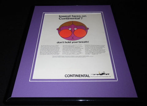 1966 Continental Airlines Framed 11x14 ORIGINAL Vintage Advertisement