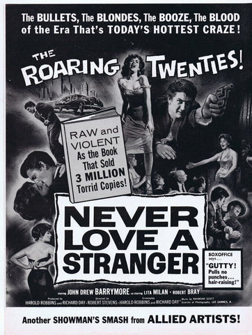 Never Love a Stranger 1958 ORIGINAL Vintage 9x12 Industry Ad John Drew Barrymore