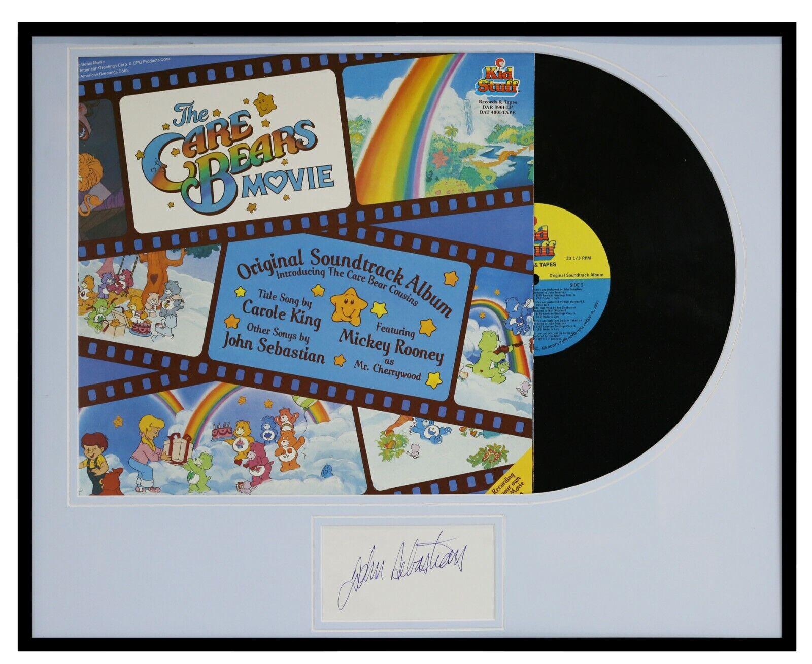 John Sebastian Signed Framed 1985 Care Bears Movie Record Album Display