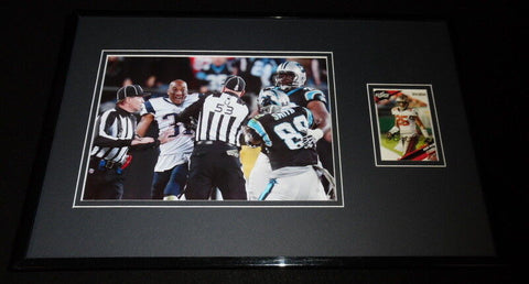 Aqib Talib Signed Rookie Card & Fight Photo Framed 11x17 Display SCORE Patriots