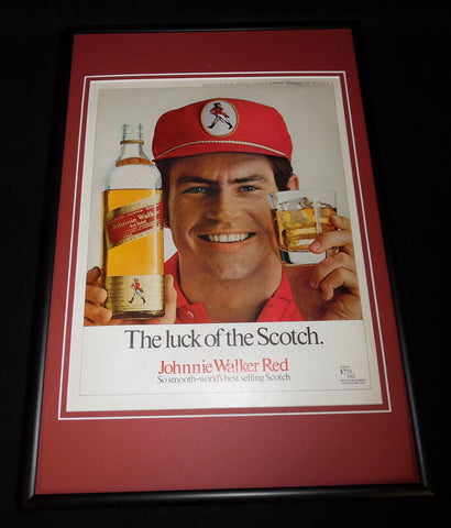 1974 Johnnie Walker Red Scotch Framed 12x18 ORIGINAL Vintage Advertisement