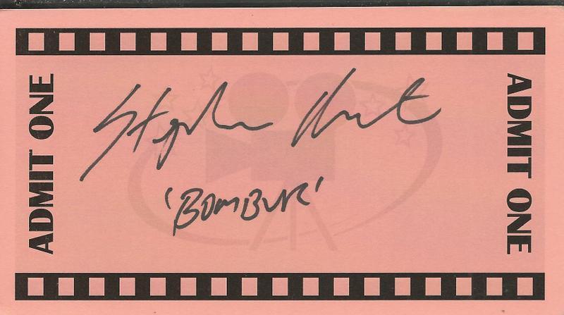 Stephen Hunter Signed 3x5.5 Card Bombur The Hobbit B