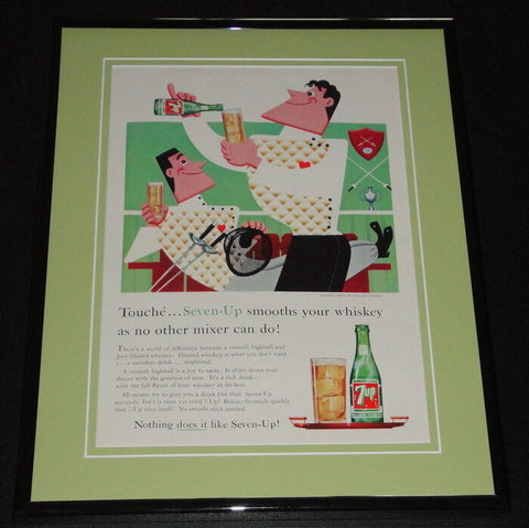 1958 Seven Up 7 Up 11x14 Framed ORIGINAL Vintage Advertisement B