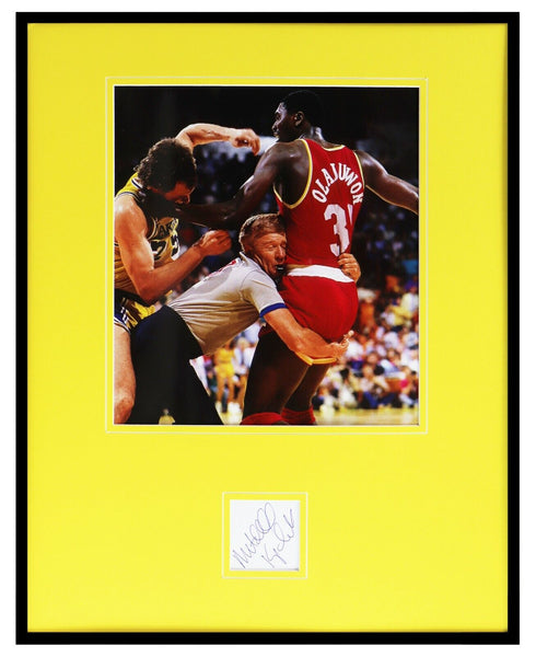 Mitch Kupchak FIGHT vs Olajuwon Signed Framed 16x20 Photo Display Lakers 