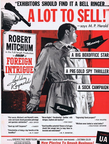 Foreign Intrigue 1956 ORIGINAL Vintage 9x12 Industry Ad Robert Mitchum