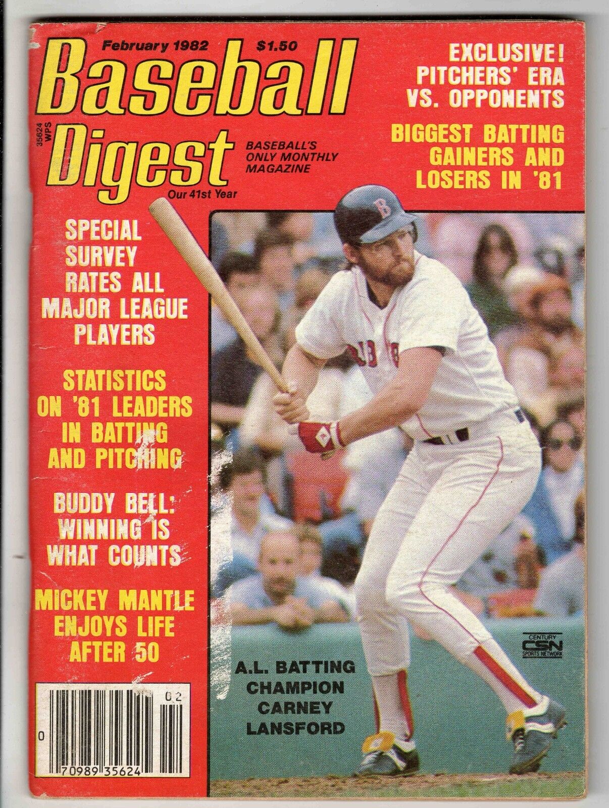 Feb 1982 Baseball Digest Magazine Carney Lansford Red Sox