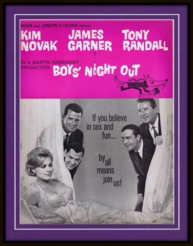 ORIGINAL Vintage 1962 Kim Novak Boys Night Out 11x14 Framed Advertisement  