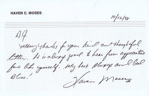 Haven Moses Signed 1998 Handwritten Letter Broncos Bills